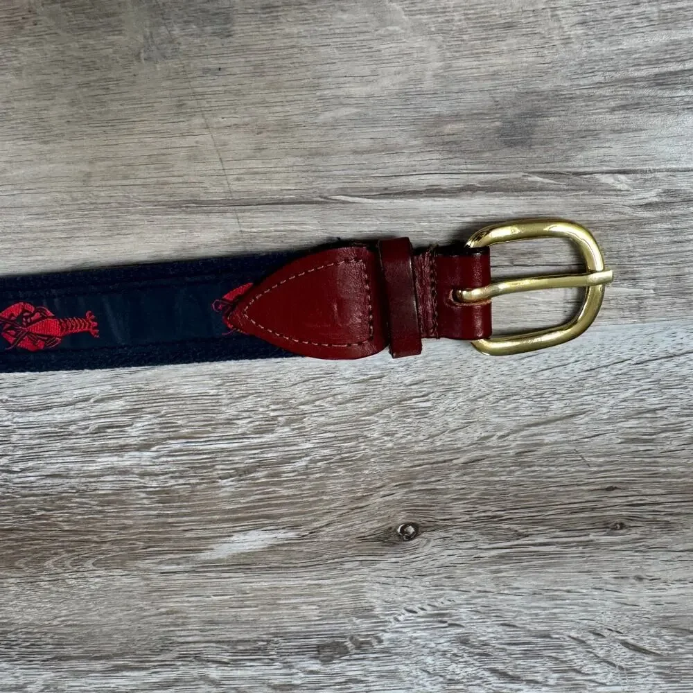 Vintage Chatham Cape Cod Lobster Belt Canvas Leather Nautical Prep